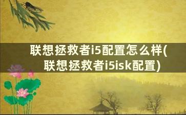 联想拯救者i5配置怎么样(联想拯救者i5isk配置)