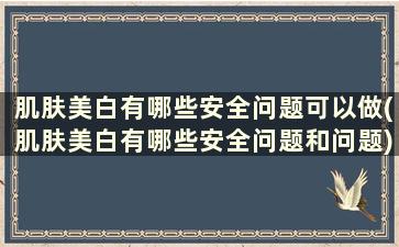 肌肤美白有哪些安全问题可以做(肌肤美白有哪些安全问题和问题)