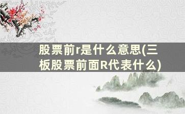 股票前r是什么意思(三板股票前面R代表什么)