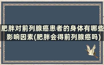 肥胖对前列腺癌患者的身体有哪些影响因素(肥胖会得前列腺癌吗)