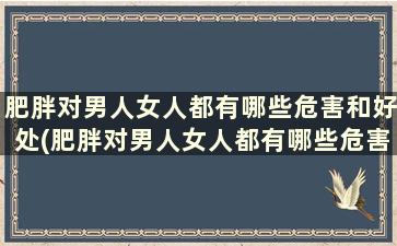 肥胖对男人女人都有哪些危害和好处(肥胖对男人女人都有哪些危害)