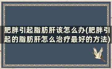 肥胖引起脂肪肝该怎么办(肥胖引起的脂肪肝怎么治疗最好的方法)