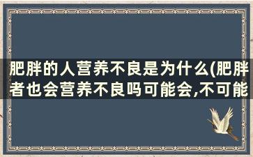 肥胖的人营养不良是为什么(肥胖者也会营养不良吗可能会,不可能)