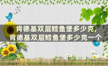 肯德基双层鳕鱼堡多少克,肯德基双层鳕鱼堡多少克一个