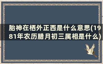 胎神在栖外正西是什么意思(1981年农历腊月初三属相是什么)