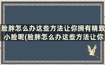 脸胖怎么办这些方法让你拥有精致小脸呢(脸胖怎么办这些方法让你拥有精致小脸的感觉)