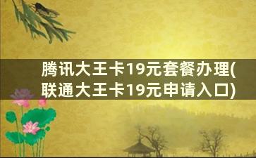 腾讯大王卡19元套餐办理(联通大王卡19元申请入口)