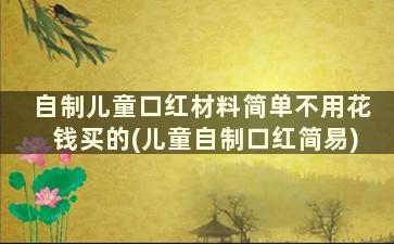 自制儿童口红材料简单不用花钱买的(儿童自制口红简易)