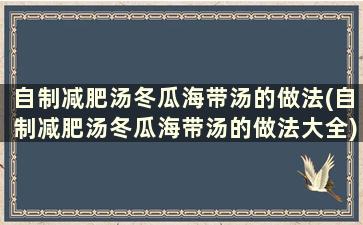 自制减肥汤冬瓜海带汤的做法(自制减肥汤冬瓜海带汤的做法大全)