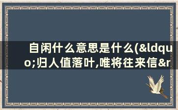 自闲什么意思是什么(“归人值落叶,唯将往来信”这两句诗的意思是什么)