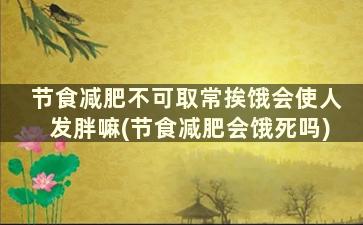 节食减肥不可取常挨饿会使人发胖嘛(节食减肥会饿死吗)