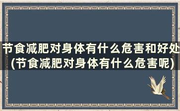 节食减肥对身体有什么危害和好处(节食减肥对身体有什么危害呢)