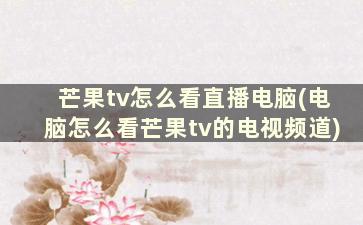 芒果tv怎么看直播电脑(电脑怎么看芒果tv的电视频道)