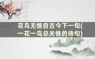 花鸟无情自古今下一句(一花一鸟总关情的诗句)