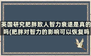 英国研究肥胖致人智力衰退是真的吗(肥胖对智力的影响可以恢复吗)