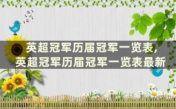 英超冠军历届冠军一览表,英超冠军历届冠军一览表最新