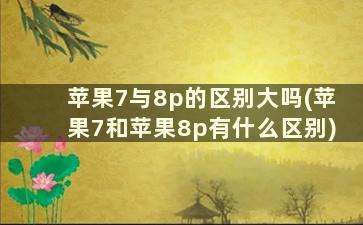 苹果7与8p的区别大吗(苹果7和苹果8p有什么区别)