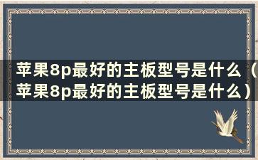 苹果8p最好的主板型号是什么（苹果8p最好的主板型号是什么）