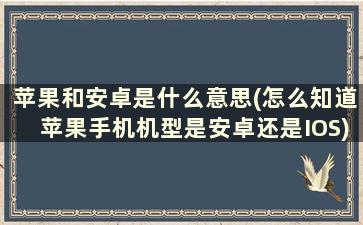 苹果和安卓是什么意思(怎么知道苹果手机机型是安卓还是IOS)