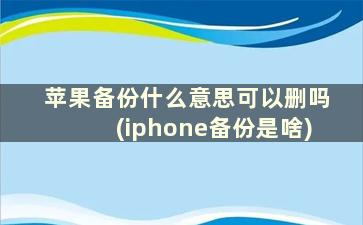 苹果备份什么意思可以删吗(iphone备份是啥)