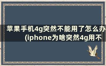 苹果手机4g突然不能用了怎么办(iphone为啥突然4g用不了)