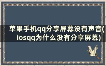 苹果手机qq分享屏幕没有声音(iosqq为什么没有分享屏幕)