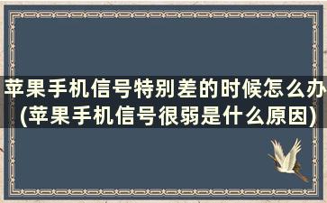 苹果手机信号特别差的时候怎么办(苹果手机信号很弱是什么原因)