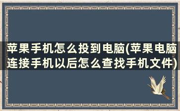 苹果手机怎么投到电脑(苹果电脑连接手机以后怎么查找手机文件)