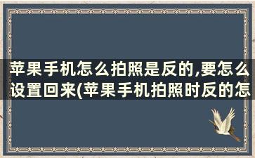 苹果手机怎么拍照是反的,要怎么设置回来(苹果手机拍照时反的怎么弄)