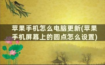 苹果手机怎么电脑更新(苹果手机屏幕上的圆点怎么设置)