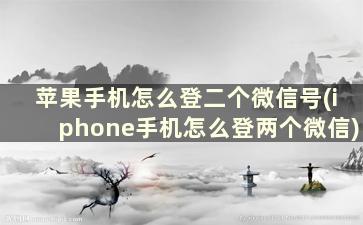 苹果手机怎么登二个微信号(iphone手机怎么登两个微信)