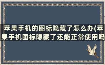 苹果手机的图标隐藏了怎么办(苹果手机图标隐藏了还能正常使用吗)