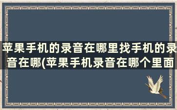 苹果手机的录音在哪里找手机的录音在哪(苹果手机录音在哪个里面找)