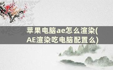 苹果电脑ae怎么渲染(AE渲染吃电脑配置么)