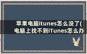 苹果电脑itunes怎么没了(电脑上找不到iTunes怎么办)