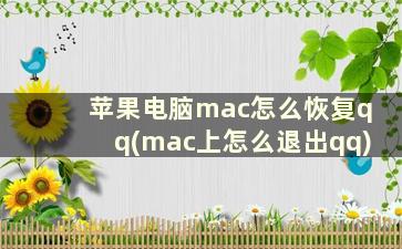 苹果电脑mac怎么恢复qq(mac上怎么退出qq)