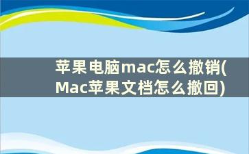 苹果电脑mac怎么撤销(Mac苹果文档怎么撤回)