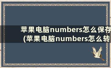 苹果电脑numbers怎么保存(苹果电脑numbers怎么转换成excel)