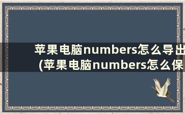 苹果电脑numbers怎么导出(苹果电脑numbers怎么保存)