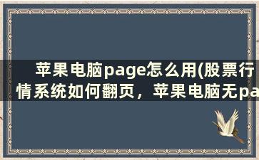 苹果电脑page怎么用(股票行情系统如何翻页，苹果电脑无pageup和pagedown和鼠标)