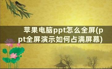 苹果电脑ppt怎么全屏(ppt全屏演示如何占满屏幕)