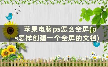 苹果电脑ps怎么全屏(ps怎样创建一个全屏的文档)