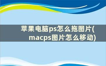 苹果电脑ps怎么拖图片(macps图片怎么移动)