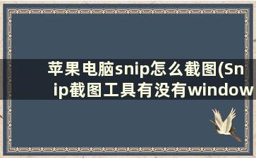 苹果电脑snip怎么截图(Snip截图工具有没有windows版的)