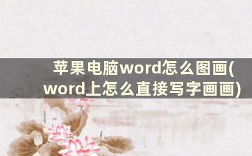 苹果电脑word怎么图画(word上怎么直接写字画画)