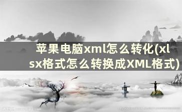 苹果电脑xml怎么转化(xlsx格式怎么转换成XML格式)