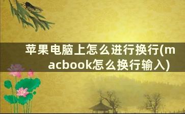 苹果电脑上怎么进行换行(macbook怎么换行输入)