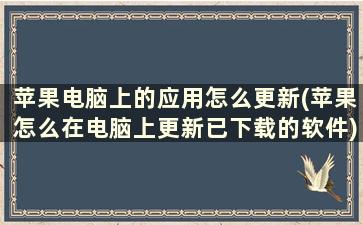 苹果电脑上的应用怎么更新(苹果怎么在电脑上更新已下载的软件)