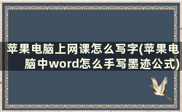 苹果电脑上网课怎么写字(苹果电脑中word怎么手写墨迹公式)