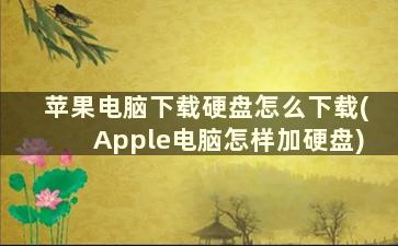 苹果电脑下载硬盘怎么下载(Apple电脑怎样加硬盘)